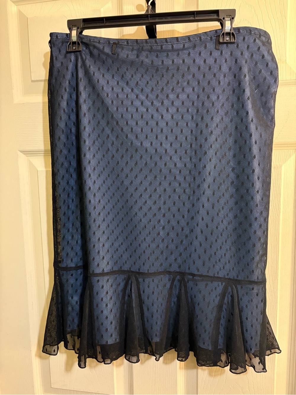 Vintage Y2K Express Black Dot Mesh Lace Coquette Fairy Grunge Ruffle Hem Skirt
